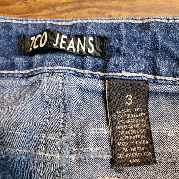 ZCO Jeans 3 Capri Low Rise Wings Embellished Low Rise Medium Wash Denim Western - Picture 4 of 10